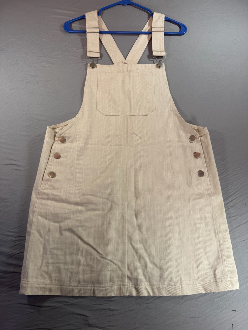 Lulu's Cream Pinafore Dress with Side Button Accents